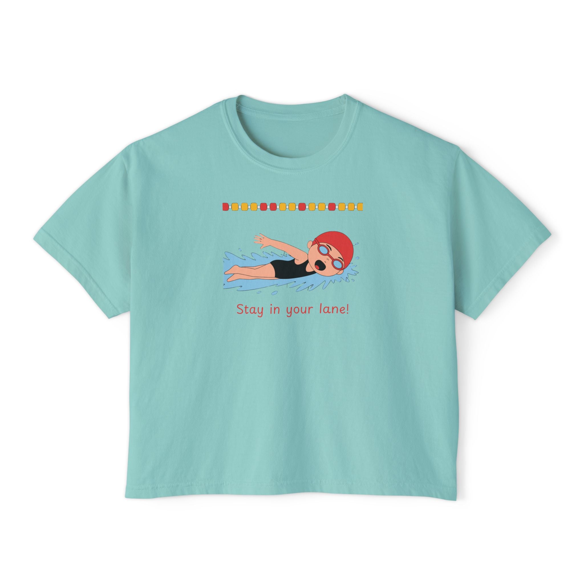 Ladies Cropped T-shirt "Stay in Your Lane" Swimming Graphic Tee