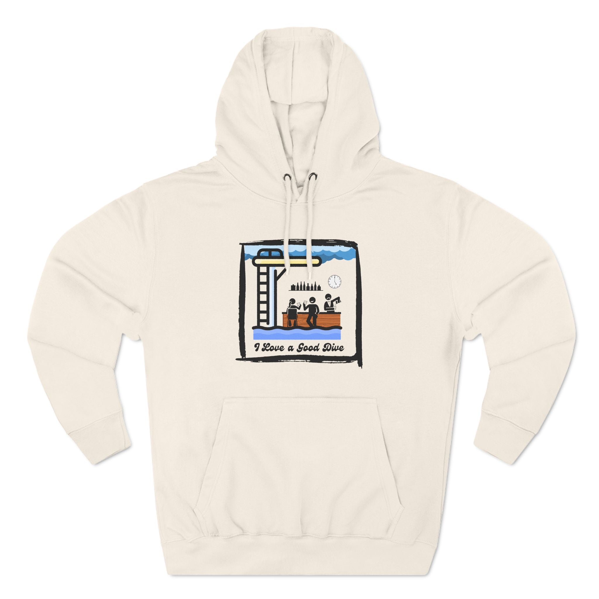 Ladies Hoodie — "I Love a Good Dive" (Mid-Century Version) Fleece Pullover