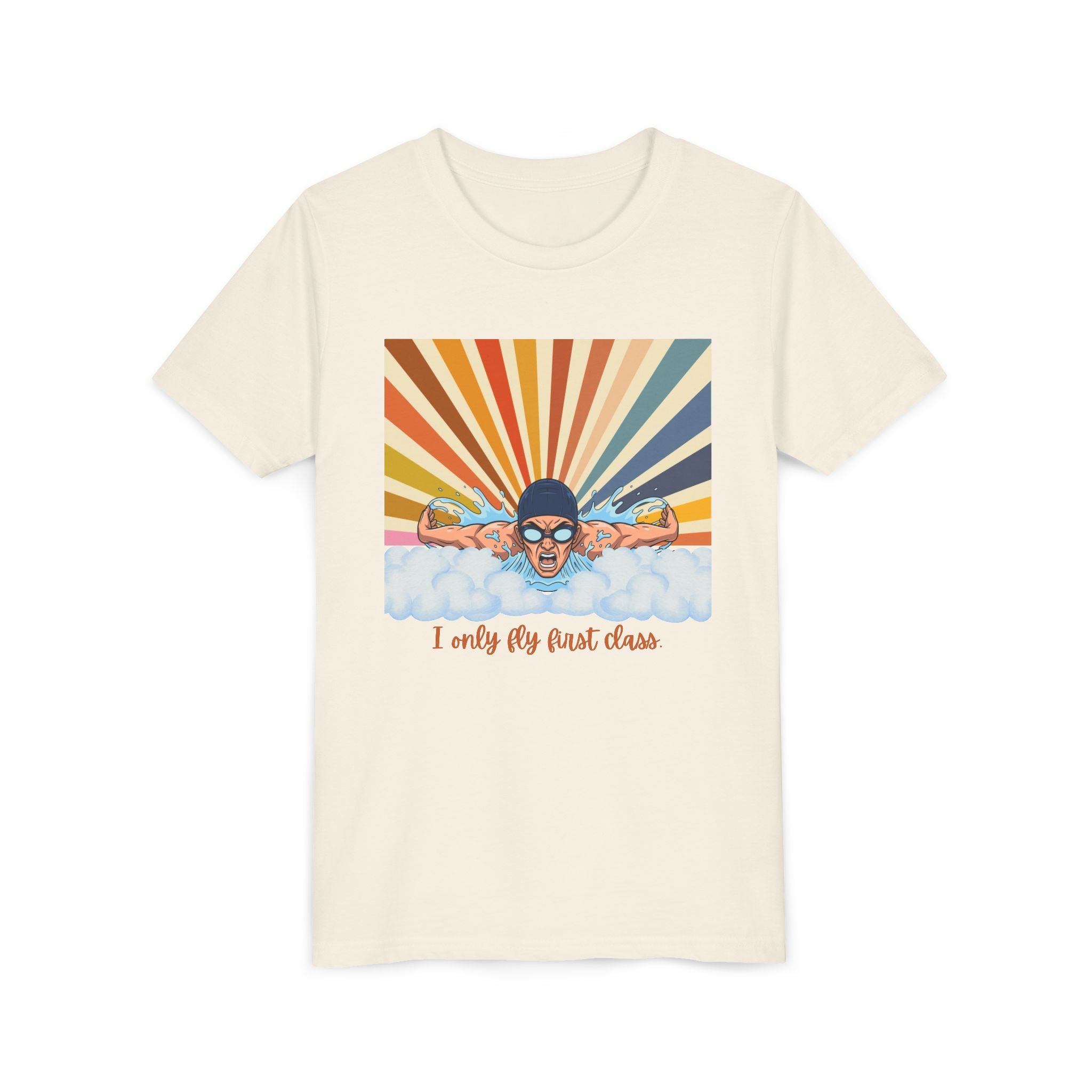 Kid's T-Shirt - "I only fly first class" Swimming Retro Graphic Tee