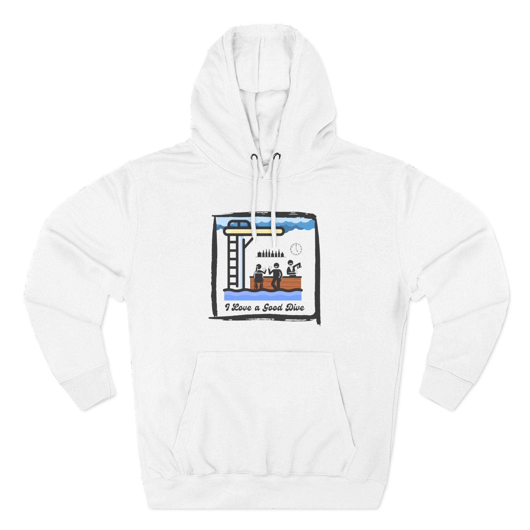 Ladies Hoodie — "I Love a Good Dive" (Mid-Century Version) Fleece Pullover