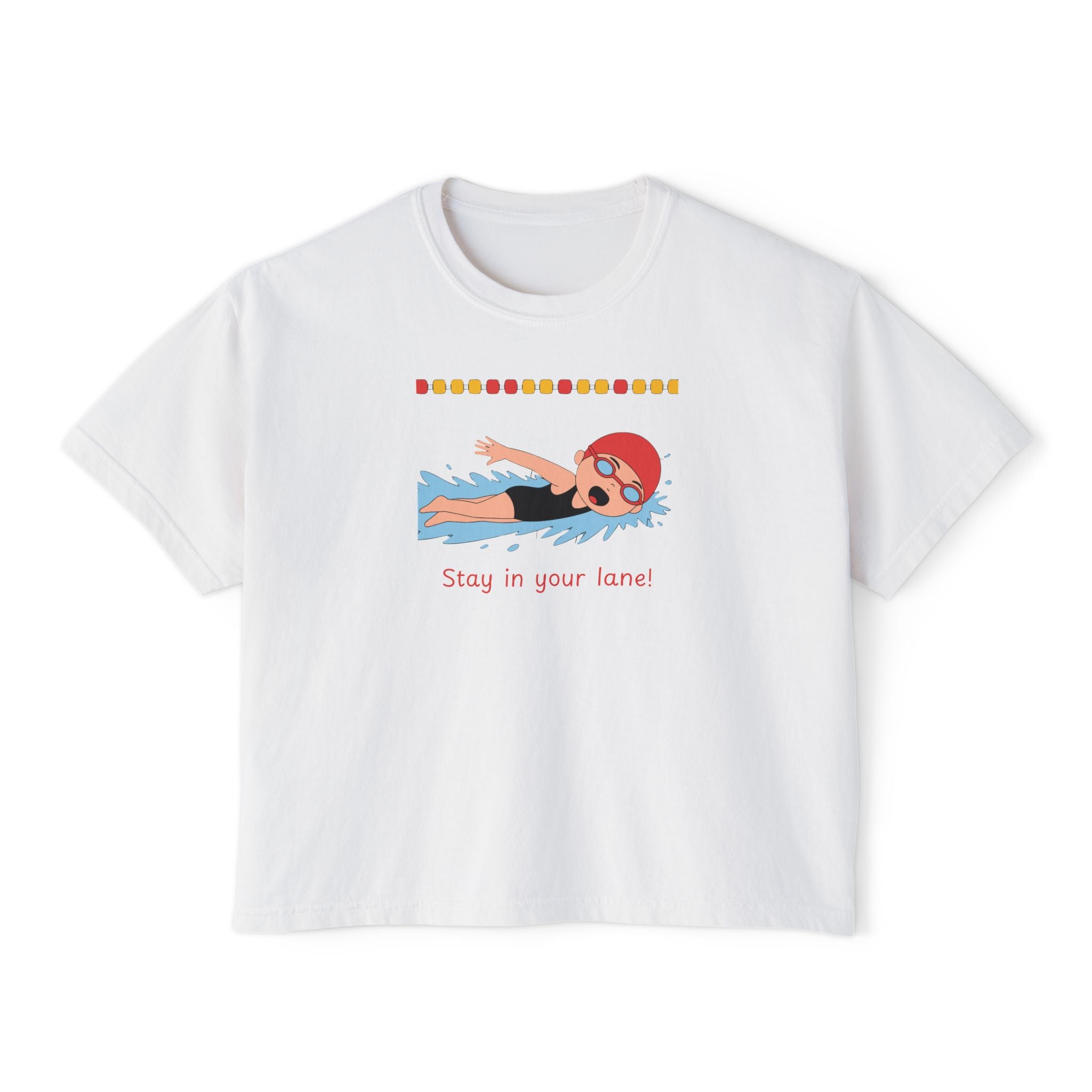 Ladies Cropped T-shirt "Stay in Your Lane" Swimming Graphic Tee