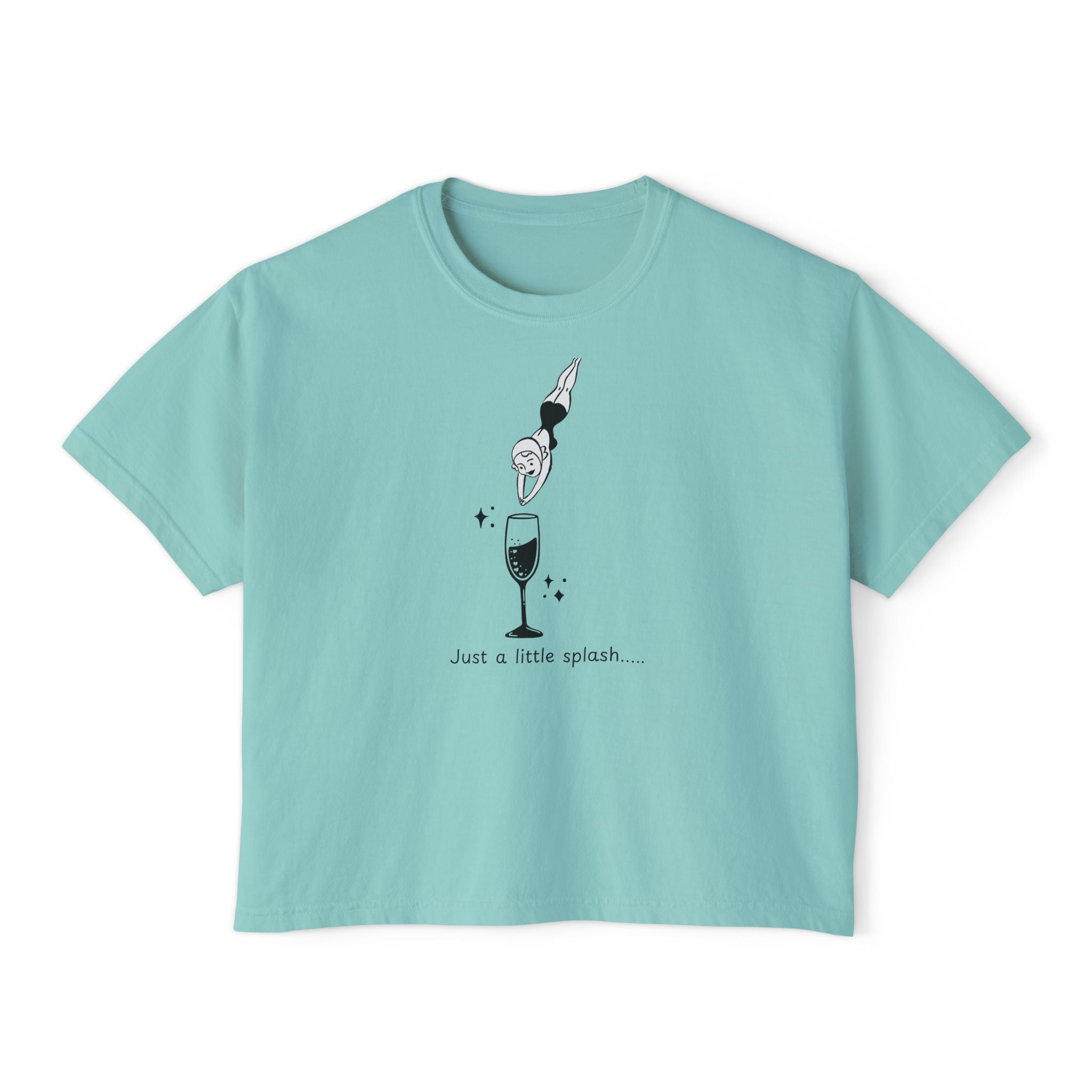 Ladies Cropped T-Shirt "Just a Little Splash" Swimming Graphic Tee