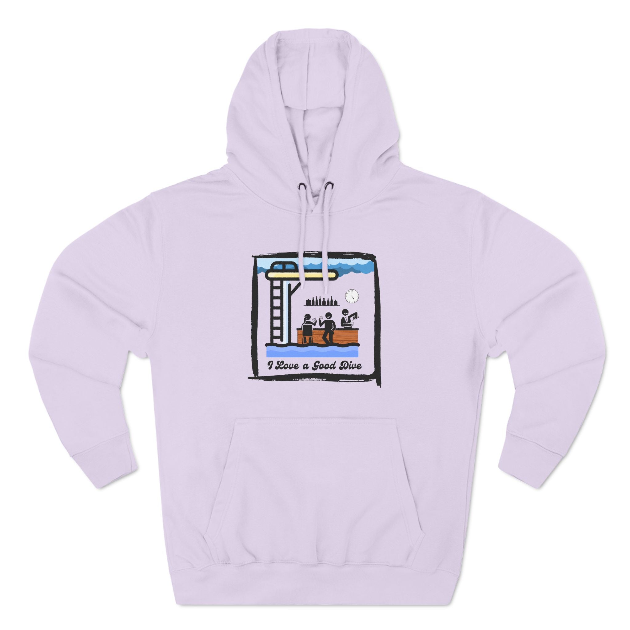 Ladies Hoodie — "I Love a Good Dive" (Mid-Century Version) Fleece Pullover