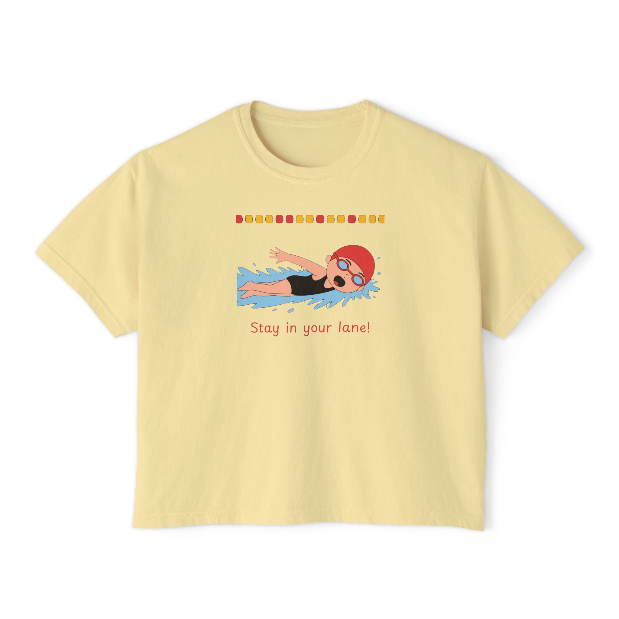 Ladies Cropped T-shirt "Stay in Your Lane" Swimming Graphic Tee