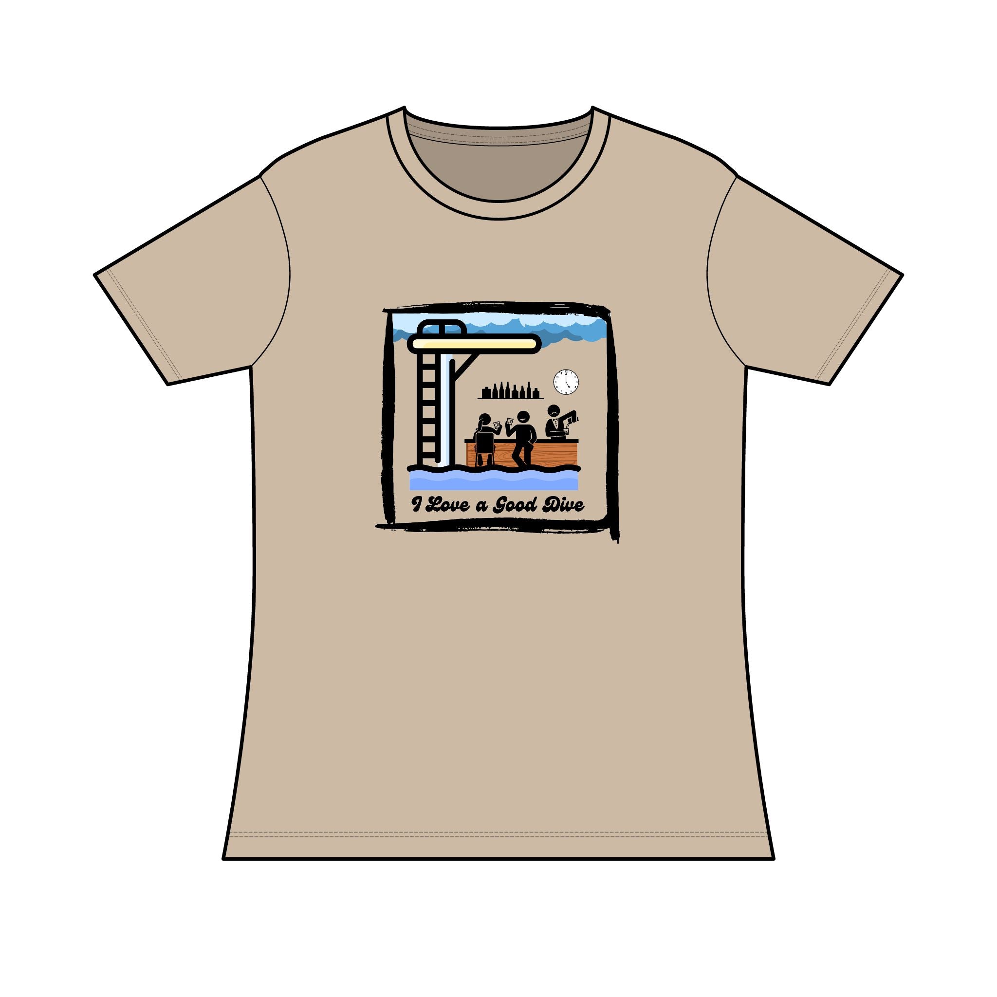 Ladies Tri-blend T-Shirt "I Love a Good Dive" (Mid-Century Version) Swimming Graphic Tee