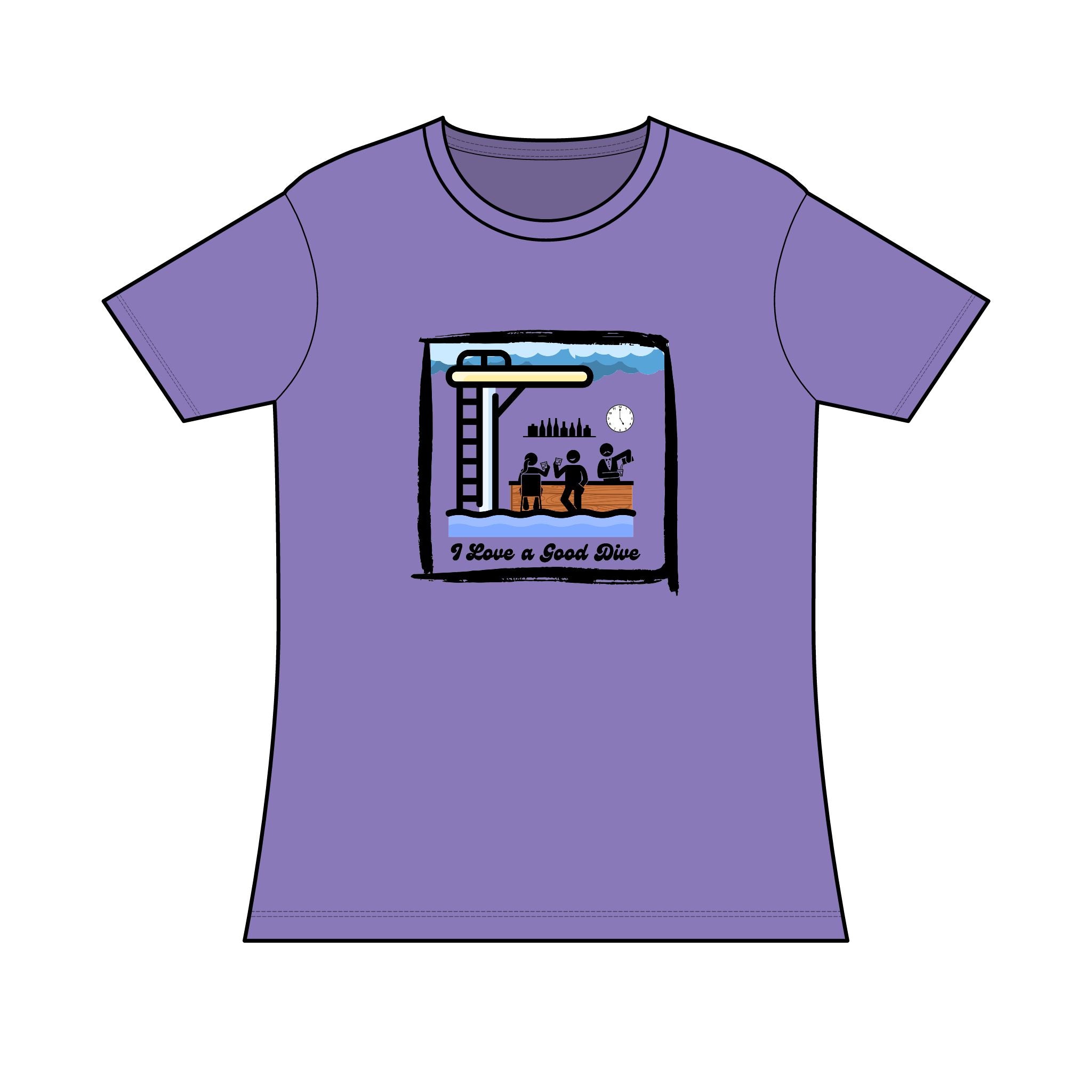 Ladies Tri-blend T-Shirt "I Love a Good Dive" (Mid-Century Version) Swimming Graphic Tee