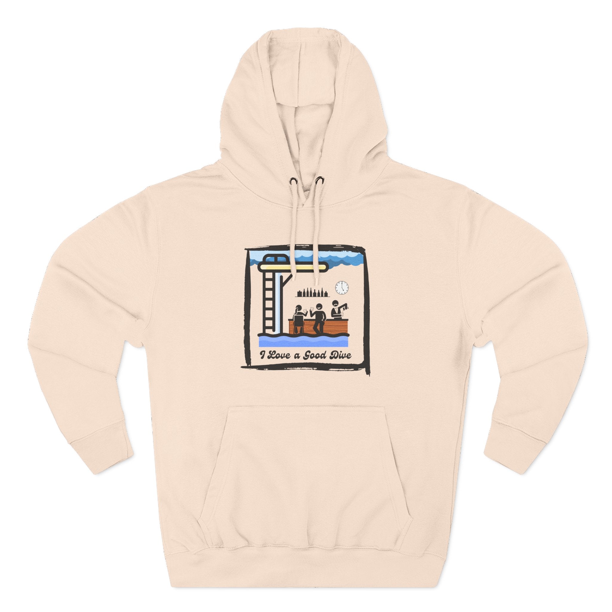 Ladies Hoodie — "I Love a Good Dive" (Mid-Century Version) Fleece Pullover