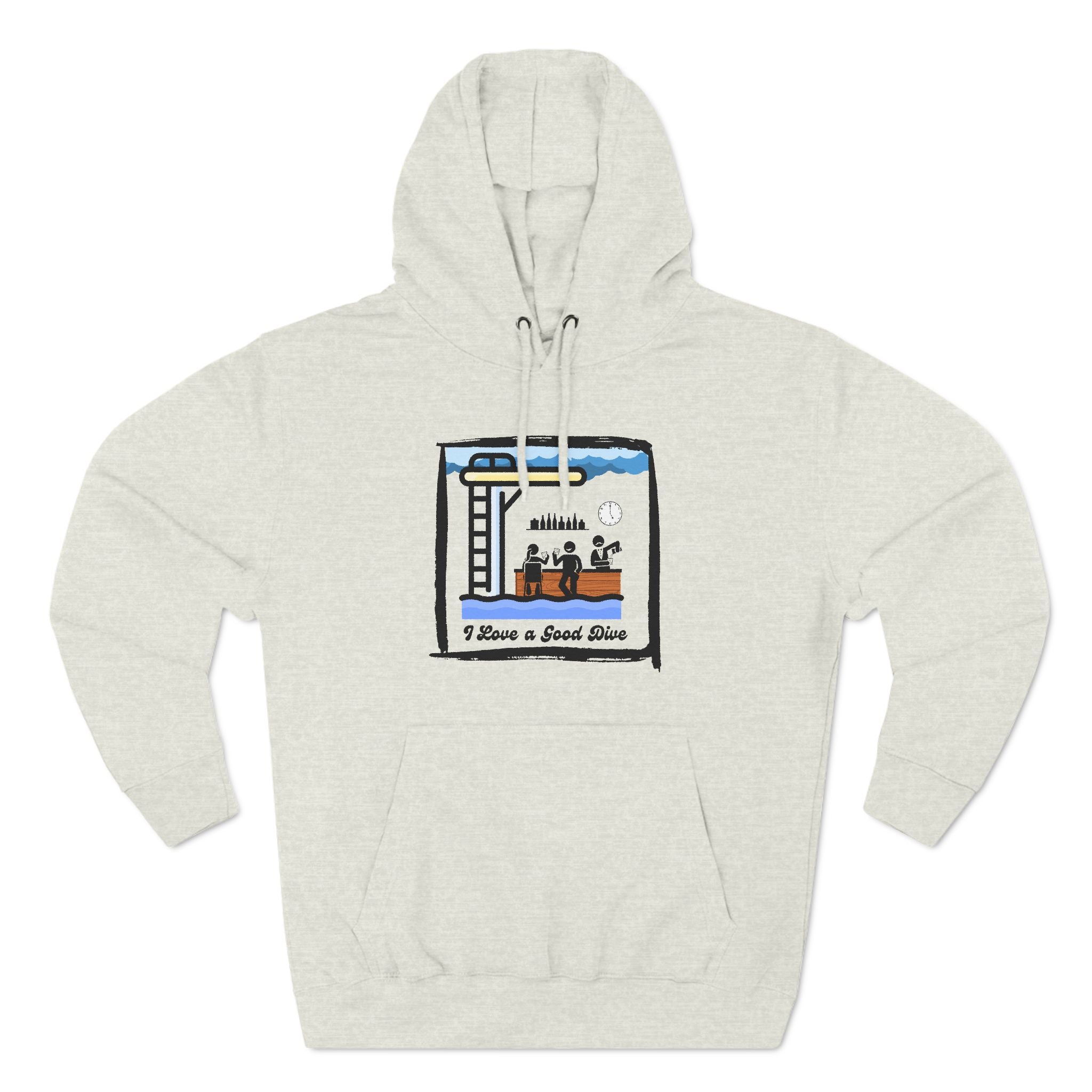 Ladies Hoodie — "I Love a Good Dive" (Mid-Century Version) Fleece Pullover