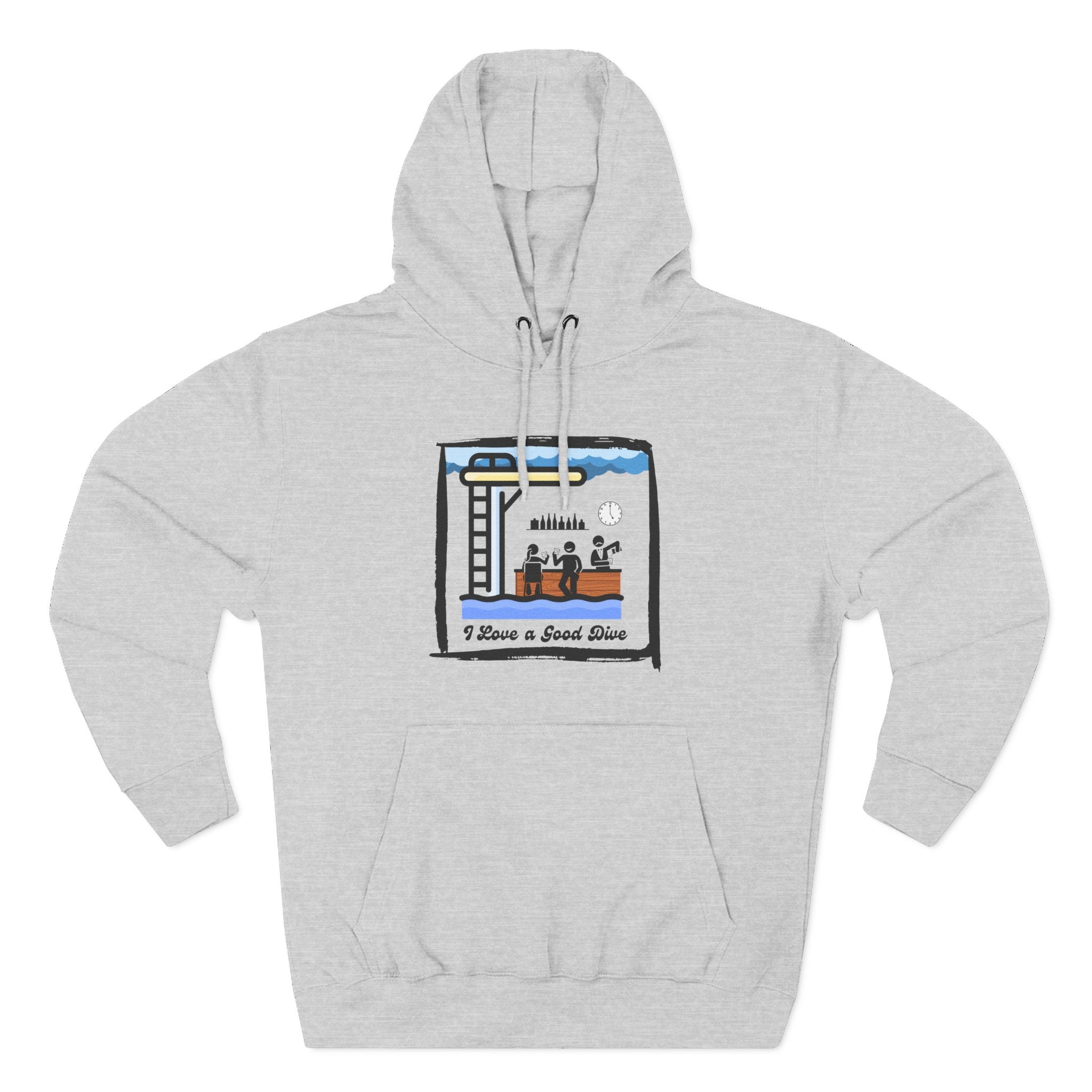 Ladies Hoodie — "I Love a Good Dive" (Mid-Century Version) Fleece Pullover