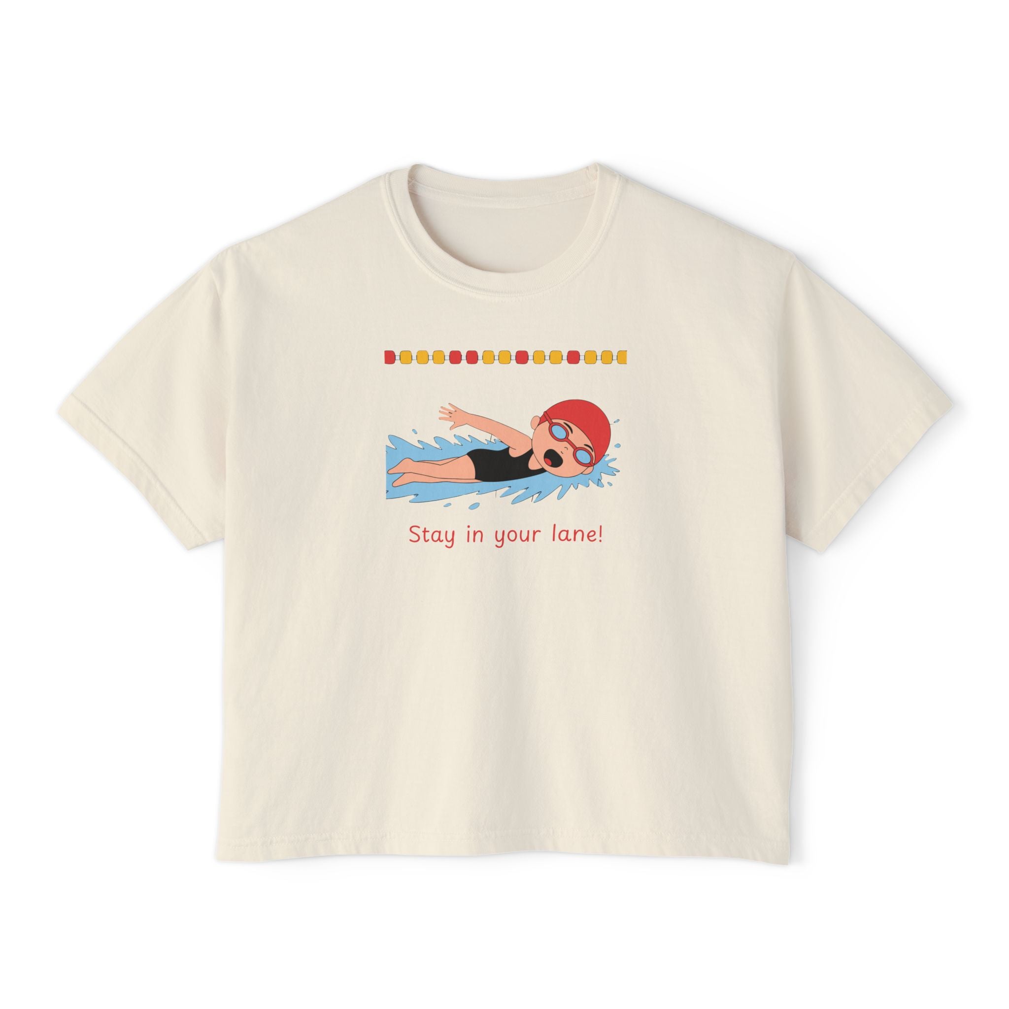 Ladies Cropped T-shirt "Stay in Your Lane" Swimming Graphic Tee