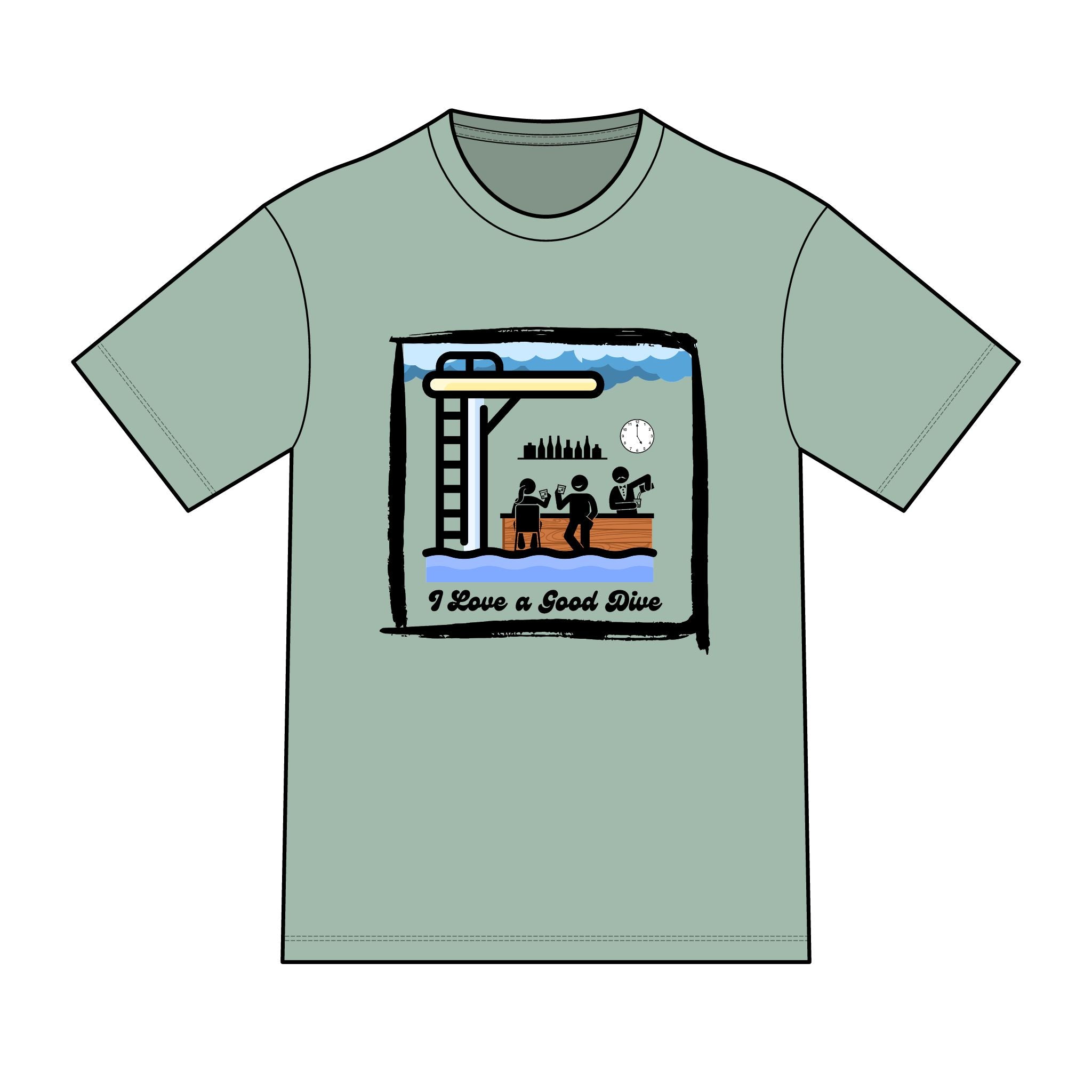 "I Love a Good Dive" (Mid-Century Version) Swimming Graphic Tee