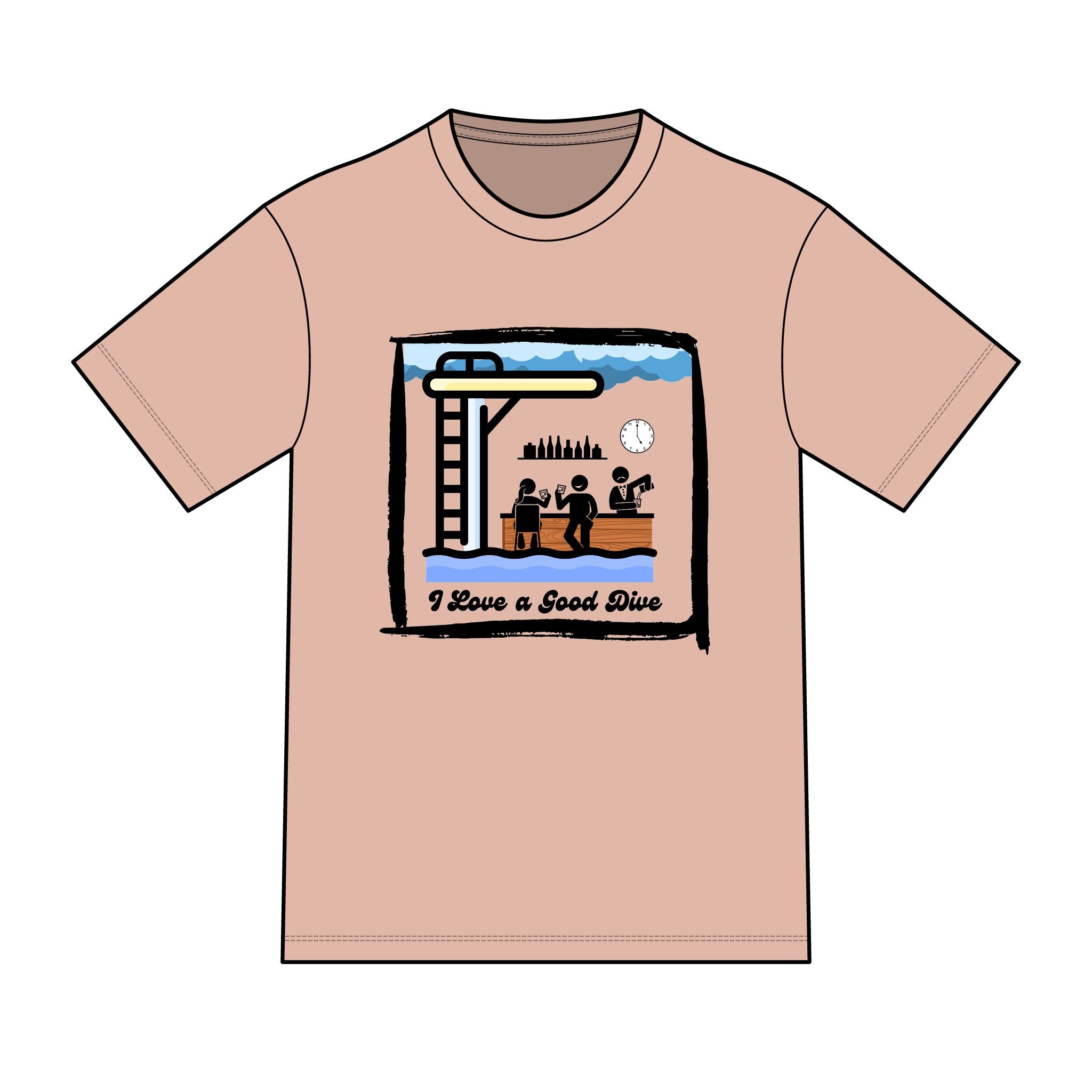 "I Love a Good Dive" (Mid-Century Version) Swimming Graphic Tee